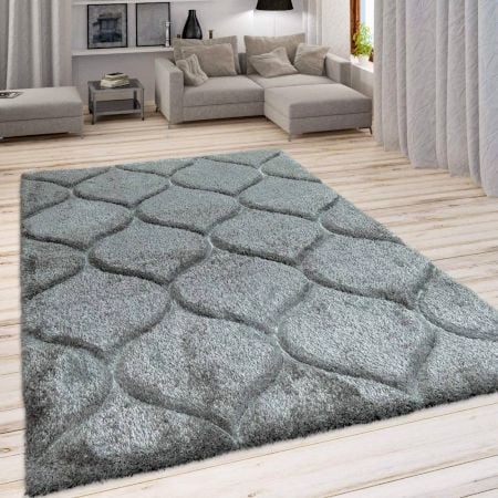 Modern Silver Geometric Rug